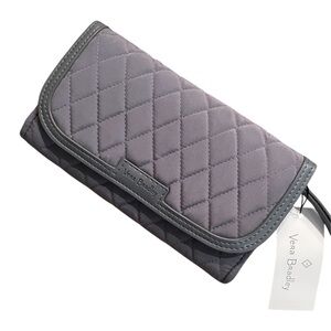 NWT Vera Bradley trimmed wristlet wallet floral inside. Gray charcoal